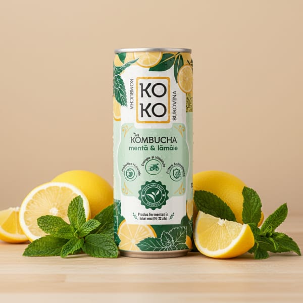 Kombucha cu Lămâie & Mentă